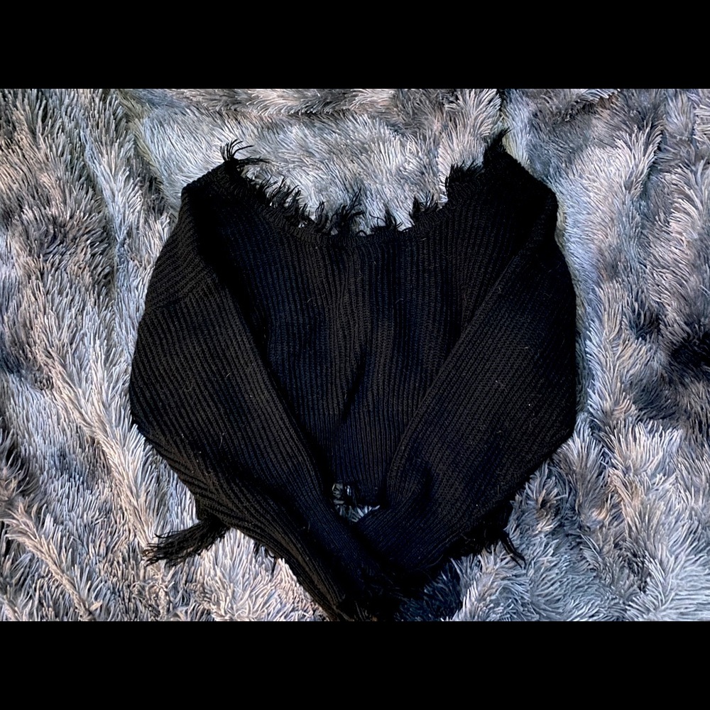 Distressed Trim Sweater